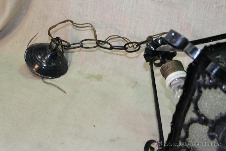 Antig&uuml;edades: FAROL DE TECHO EN HIERRO DE FORJA - Foto 3