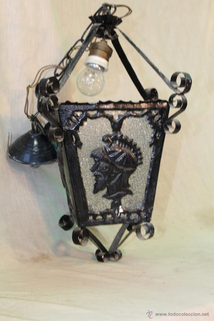 Antig&uuml;edades: FAROL DE TECHO EN HIERRO DE FORJA - Foto 4