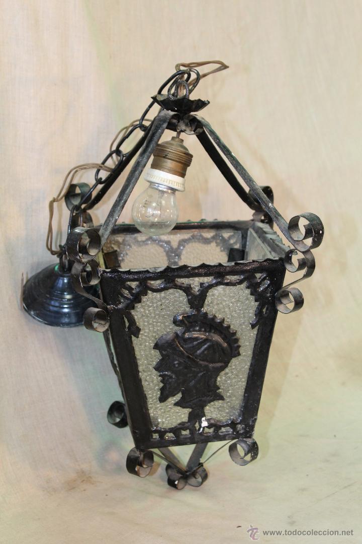 Antig&uuml;edades: FAROL DE TECHO EN HIERRO DE FORJA - Foto 5