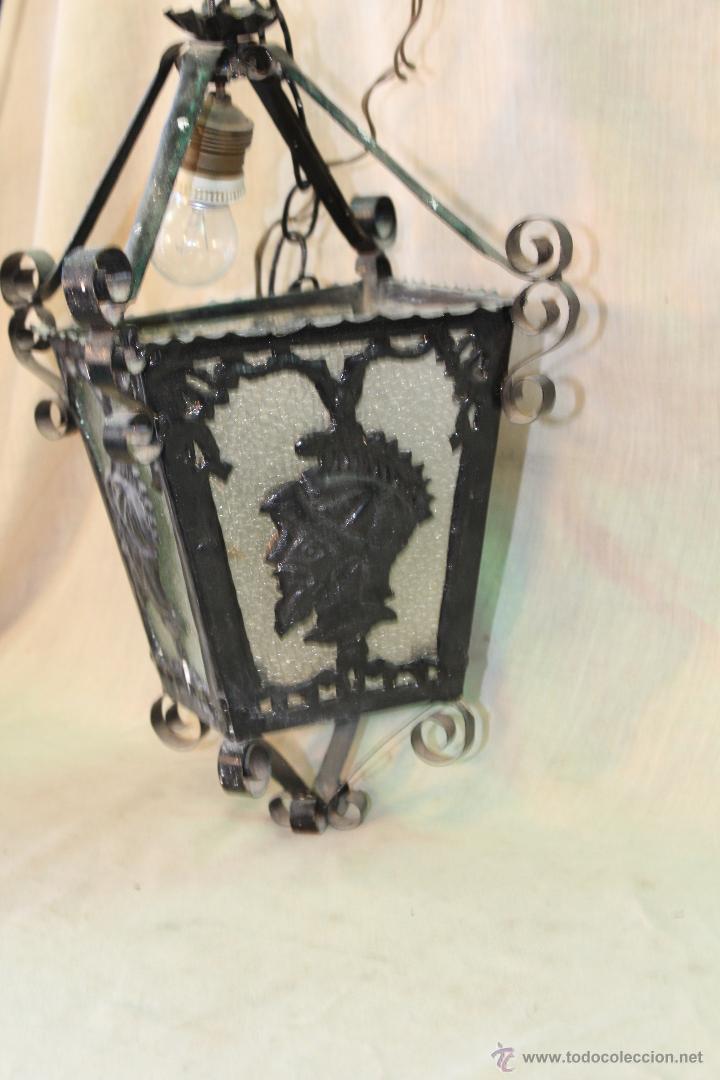 Antig&uuml;edades: FAROL DE TECHO EN HIERRO DE FORJA - Foto 6