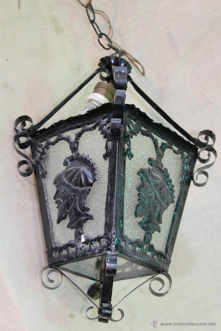 Antig&uuml;edades: FAROL DE TECHO EN HIERRO DE FORJA - Foto 7