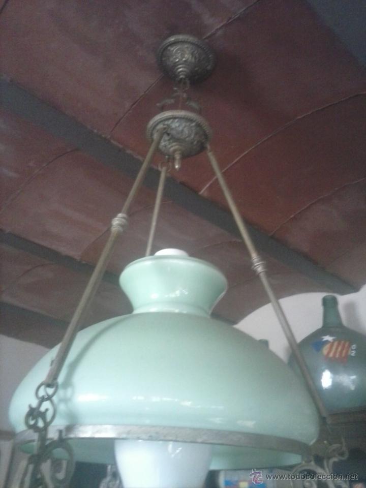 Antig&uuml;edades: L&aacute;mpara techo antigua-Quinqu&eacute;. - Foto 2