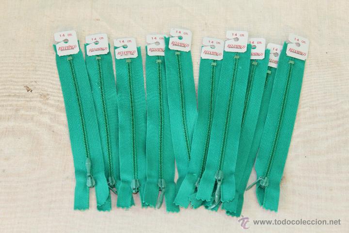 Antiquit&eacute;s: 10 CREMALLERA DE COLOR VERDE MARCA RELAMPAGO