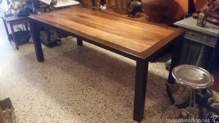 Antig&uuml;edades: Mesa de nogal y marco de hierro - Foto 2
