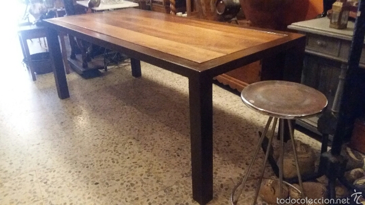 Antig&uuml;edades: Mesa de nogal y marco de hierro - Foto 6