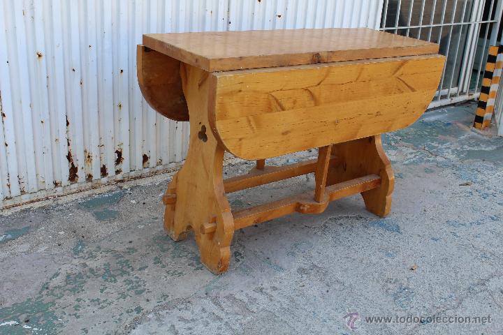 Antig&uuml;edades: MESA DE ALAS EN MADERA ROBUSTA DE PINO - Foto 2
