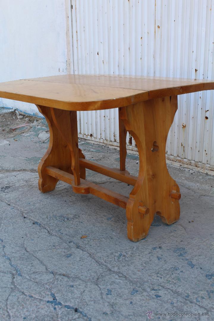 Antig&uuml;edades: MESA DE ALAS EN MADERA ROBUSTA DE PINO - Foto 5