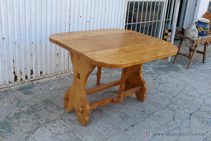 Antig&uuml;edades: MESA DE ALAS EN MADERA ROBUSTA DE PINO - Foto 7