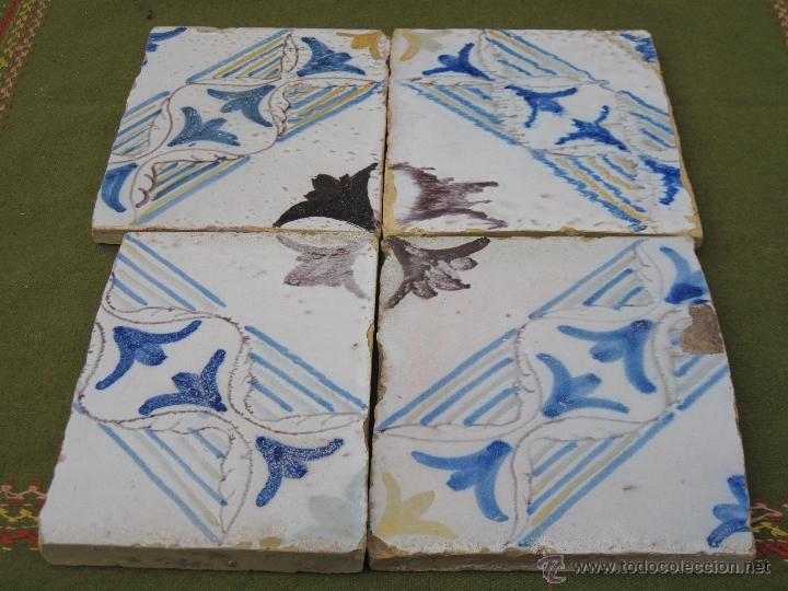 Antig&uuml;edades: LOTE DE 4 AZULEJOS ANTIGUOS DE TOLEDO / CAPITAL. - Foto 1