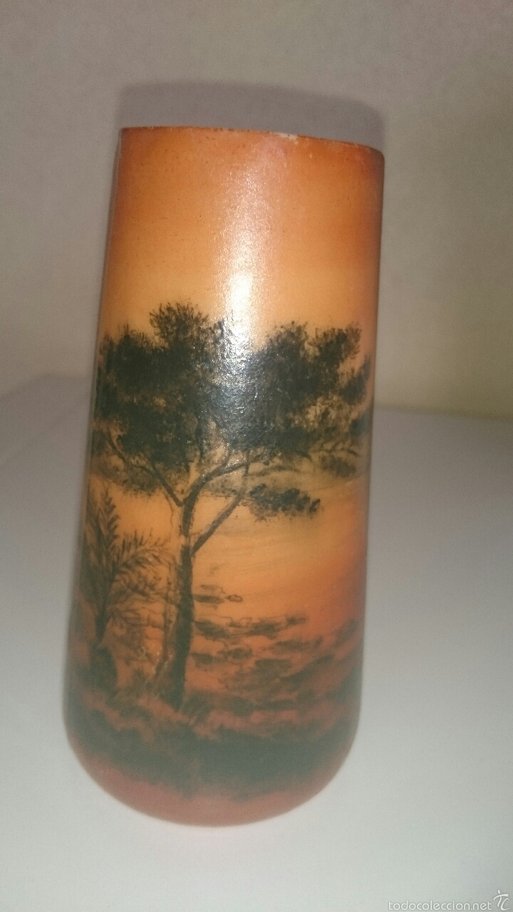 Antiguidades: Jarr&oacute;n cristal pintado a&ntilde;os veinte