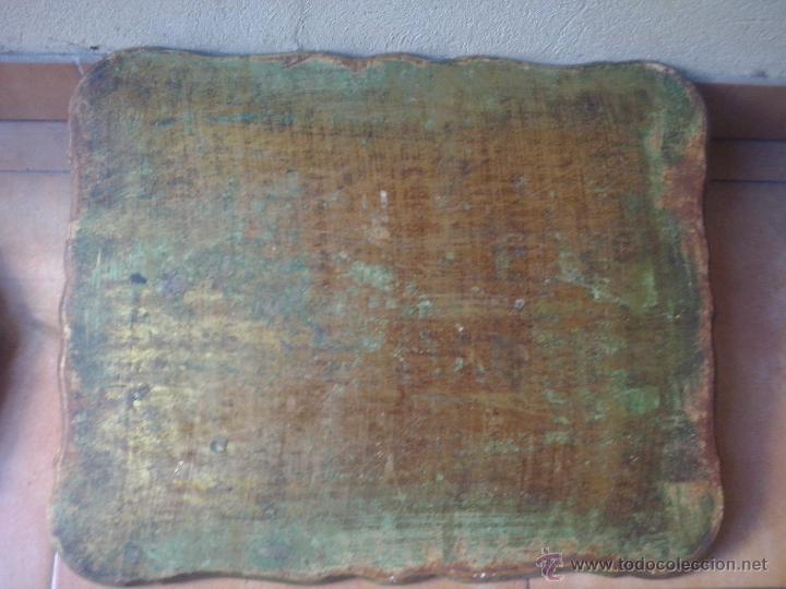 Antig&uuml;edades: atiguas bandejas de madera policromada- bandeja redonda y rectangular - Foto 7