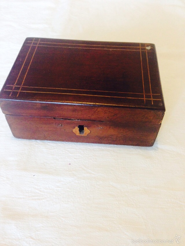 Antig&uuml;edades: Caja en caoba y marqueter&iacute;a - Foto 2