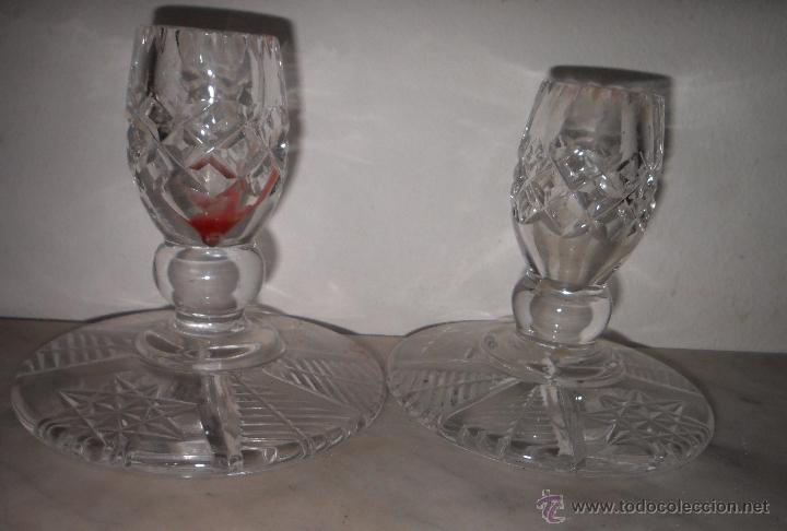 Antig&uuml;edades: Pareja candelabros cristal - Foto 3