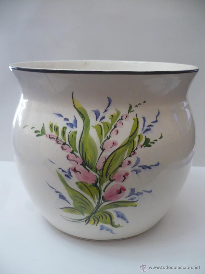 Antig&uuml;edades: MACETERO DE CERAMICA CON DIBUJO. - Foto 4