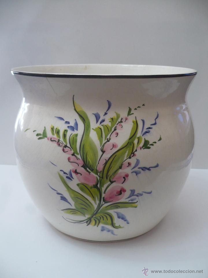 Antig&uuml;edades: MACETERO DE CERAMICA CON DIBUJO. - Foto 5