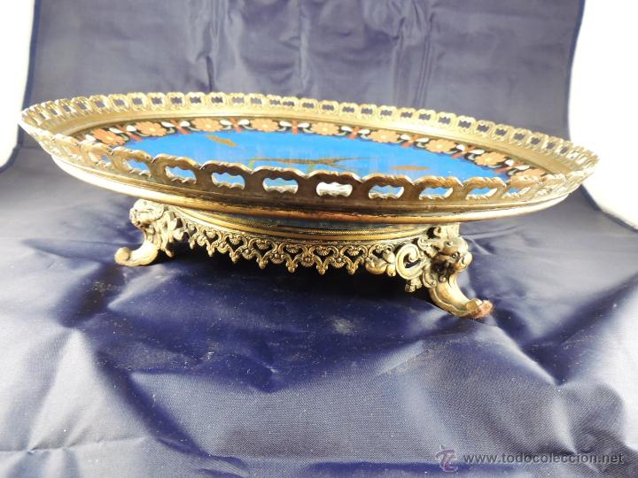 Antig&uuml;edades: CENTRO CLOISONNE ANTIGUO ENGARZADO EN BRONCE - Foto 2