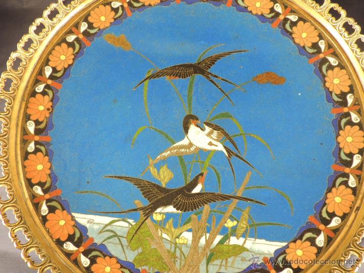 Antig&uuml;edades: CENTRO CLOISONNE ANTIGUO ENGARZADO EN BRONCE - Foto 3
