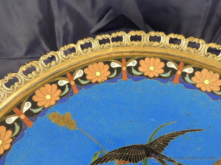 Antig&uuml;edades: CENTRO CLOISONNE ANTIGUO ENGARZADO EN BRONCE - Foto 5