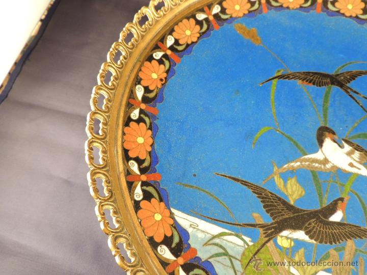 Antig&uuml;edades: CENTRO CLOISONNE ANTIGUO ENGARZADO EN BRONCE - Foto 6