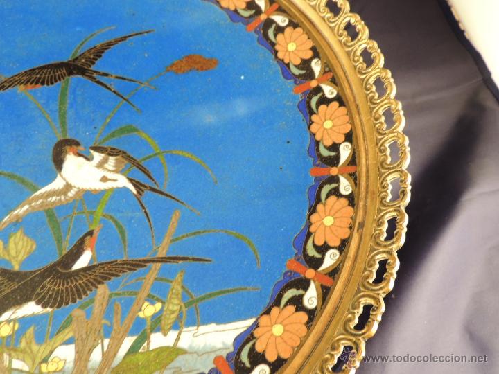 Antig&uuml;edades: CENTRO CLOISONNE ANTIGUO ENGARZADO EN BRONCE - Foto 7