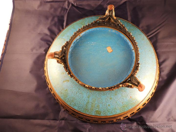 Antig&uuml;edades: CENTRO CLOISONNE ANTIGUO ENGARZADO EN BRONCE - Foto 9