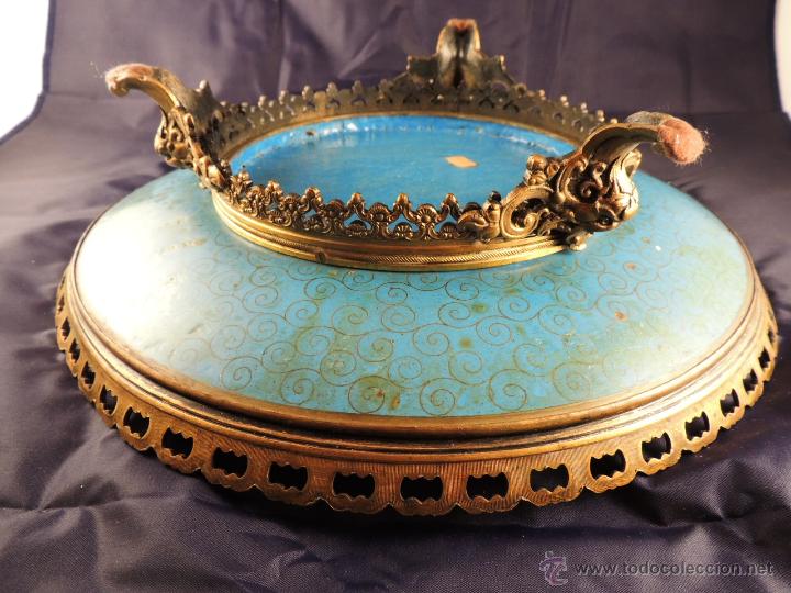 Antig&uuml;edades: CENTRO CLOISONNE ANTIGUO ENGARZADO EN BRONCE - Foto 10