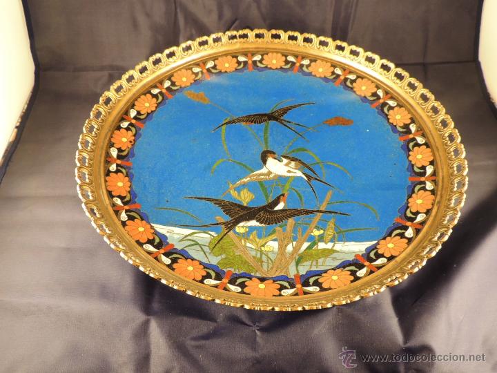 Antig&uuml;edades: CENTRO CLOISONNE ANTIGUO ENGARZADO EN BRONCE - Foto 11