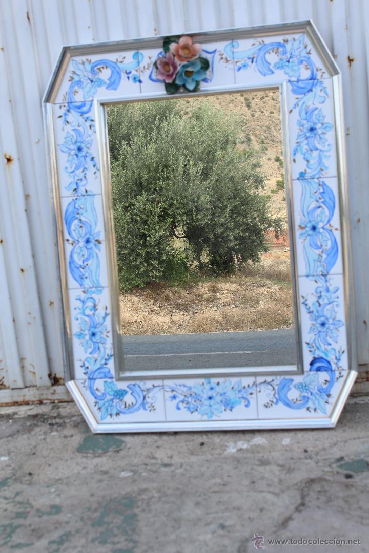 Antig&uuml;edades: ESPEJO EN METAL Y CERAMICA - Foto 5