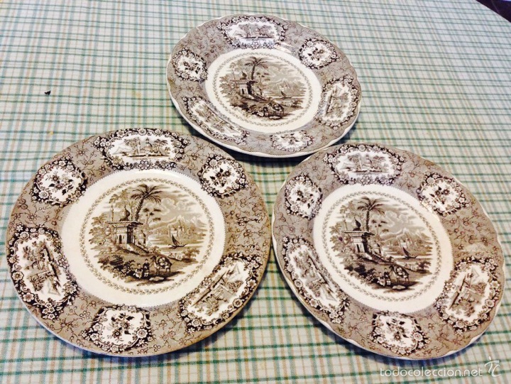 Antig&uuml;edades: Fant&aacute;stico trio de platos ingleses - Foto 1