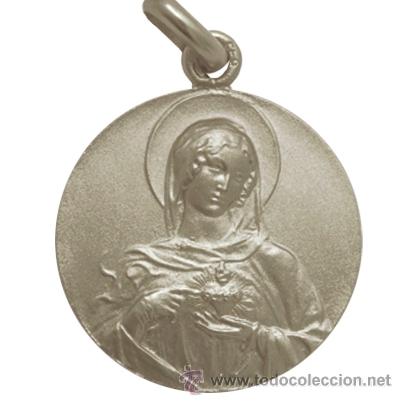 Antig&uuml;edades: medalla corazon de maria en plata de ley - 16mm - Foto 1