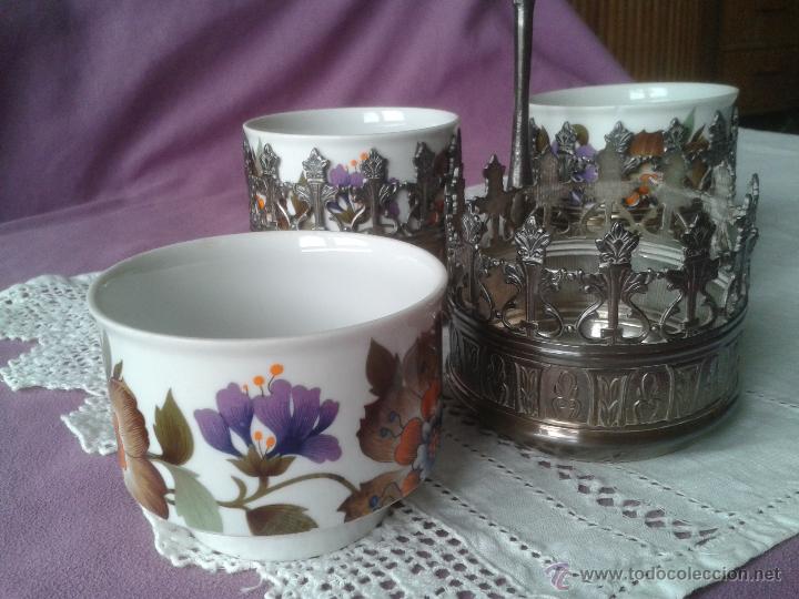 Antig&uuml;edades: Salseras con soporte de alpaca plateada - Foto 1