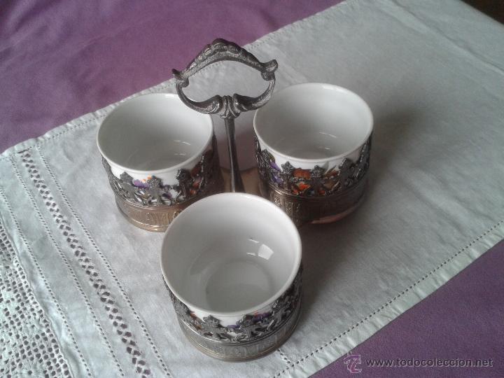 Antig&uuml;edades: Salseras con soporte de alpaca plateada - Foto 4
