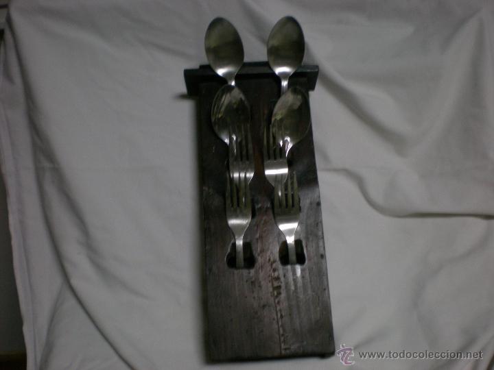 Antig&uuml;edades: ANTIGUO SOPORTE DE MADERA PARA CUBIERTOS - Foto 1