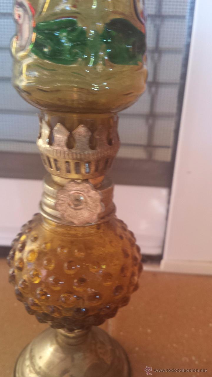 Antig&uuml;edades: antiguo quinque de cristal - Foto 2