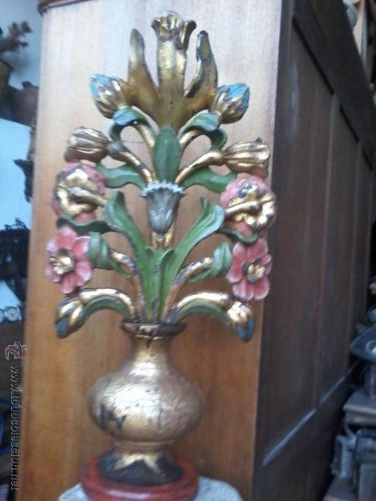 Antig&uuml;edades: GRAN PIEZA FLORERO DE MADERA. - Foto 1