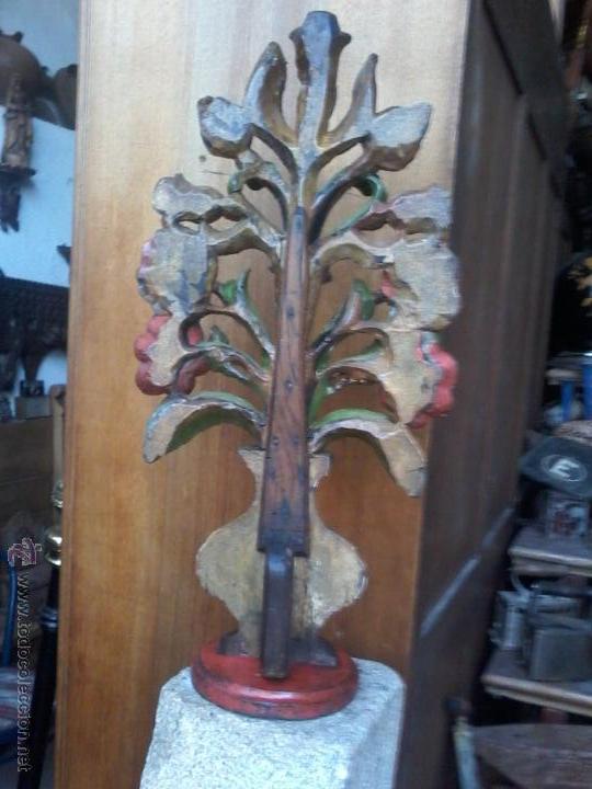 Antig&uuml;edades: GRAN PIEZA FLORERO DE MADERA. - Foto 4