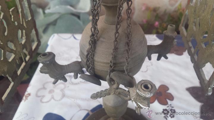 Antig&uuml;edades: antiguo quinque de laton - Foto 2