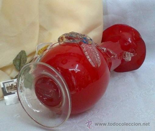 Antig&uuml;edades: ANTIGUO JARRON EN CRISTAL DOBLADO ROJO Y BLANCO. - Foto 8