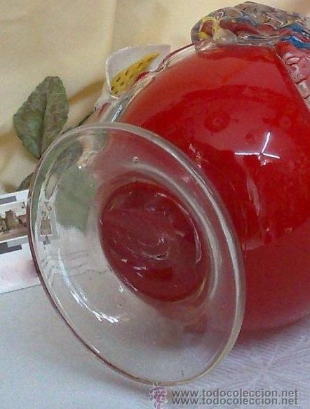 Antig&uuml;edades: ANTIGUO JARRON EN CRISTAL DOBLADO ROJO Y BLANCO. - Foto 11