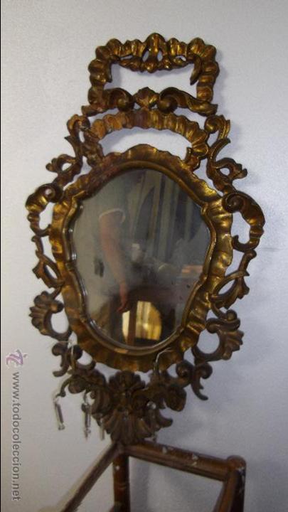 Antig&uuml;edades: ESPEJO ROCOCO TALLADO EN MADERA Y DORADO. - Foto 1