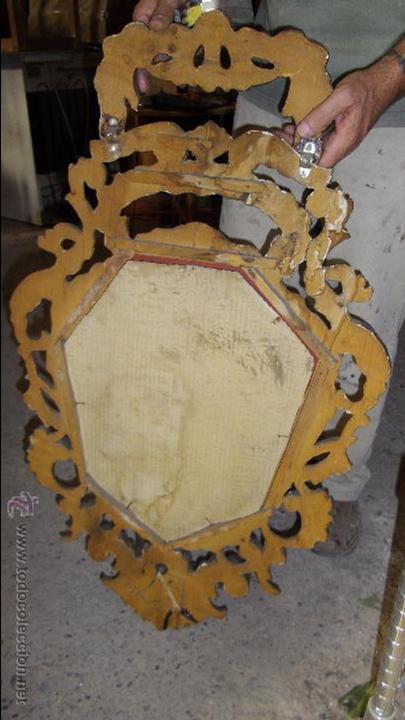 Antig&uuml;edades: ESPEJO ROCOCO TALLADO EN MADERA Y DORADO. - Foto 3