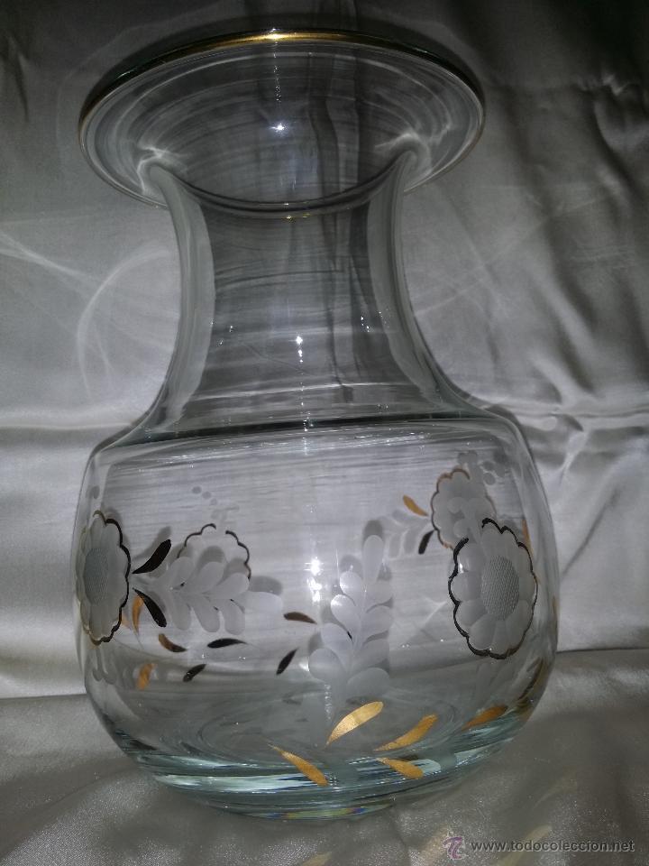 Antig&uuml;edades: JARRON DE CRISTAL GRABADO Y DORADO - Foto 1
