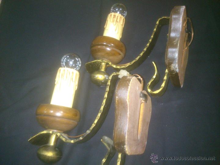 Antig&uuml;edades: APLIQUE VELERO DE FORJA Y MADERA - Foto 6