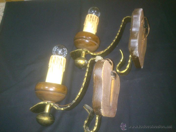 Antig&uuml;edades: APLIQUE VELERO DE FORJA Y MADERA - Foto 8