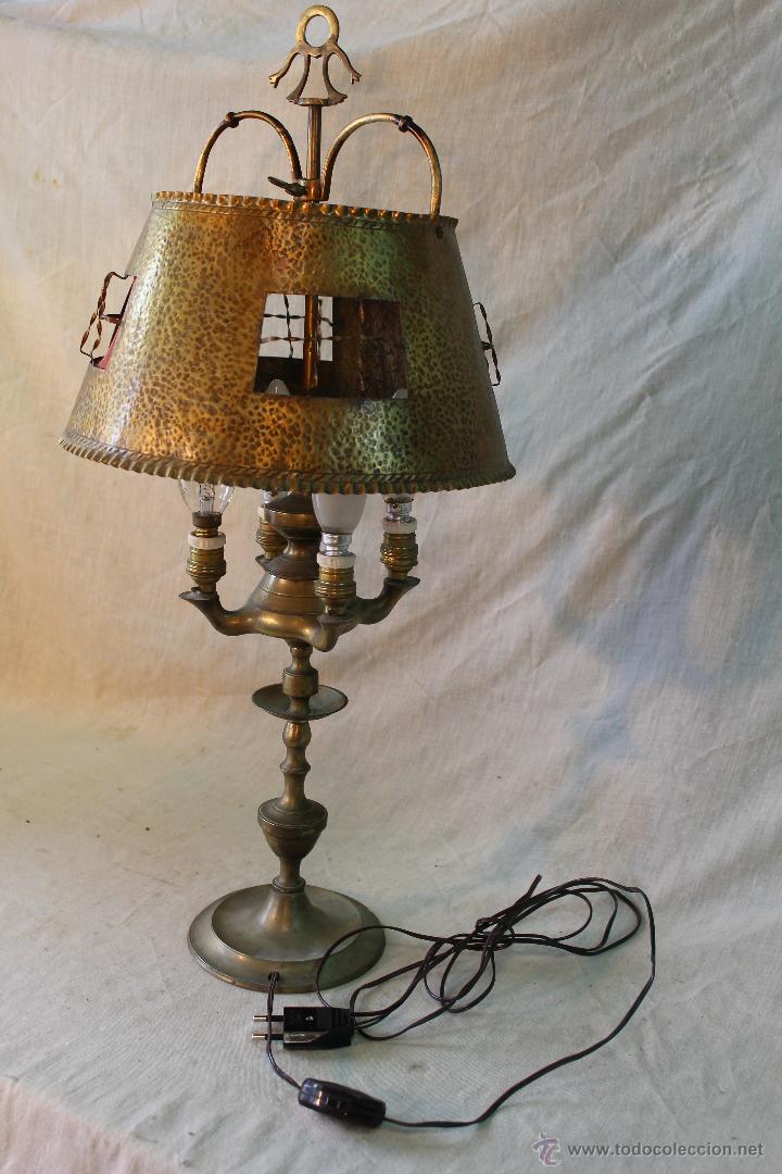 Antig&uuml;edades: LAMPARA CANDIL DE 4 LUCES EN BRONCE-LATON - Foto 3