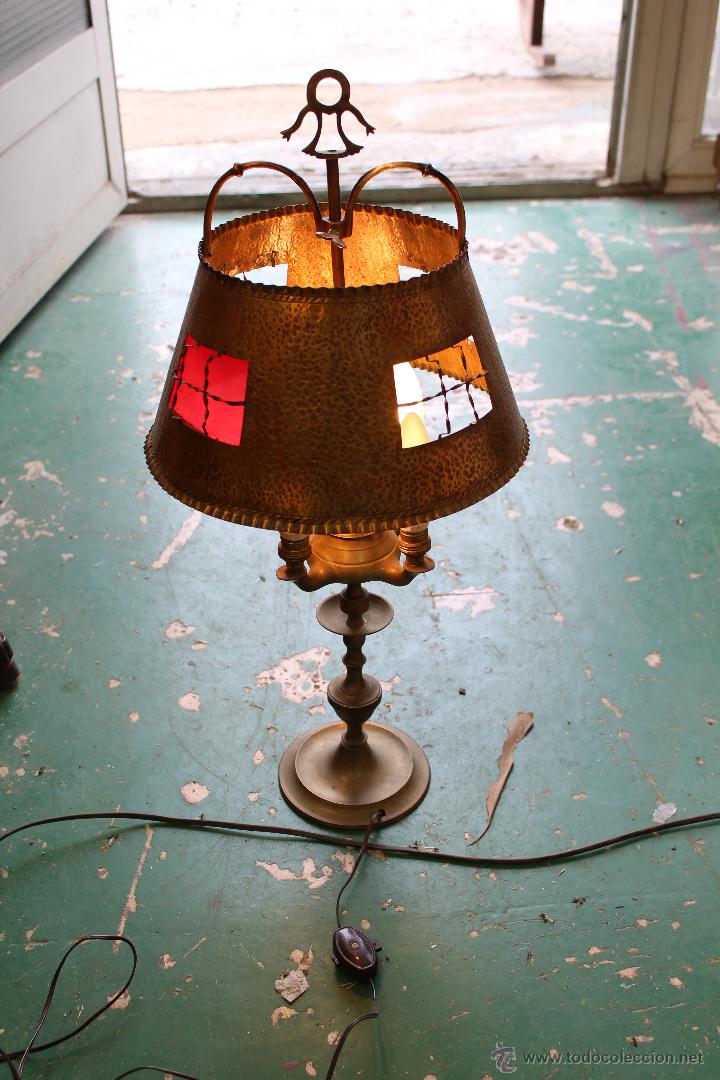 Antig&uuml;edades: LAMPARA CANDIL DE 4 LUCES EN BRONCE-LATON - Foto 4