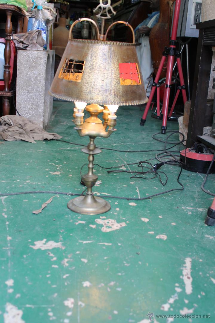 Antig&uuml;edades: LAMPARA CANDIL DE 4 LUCES EN BRONCE-LATON - Foto 5