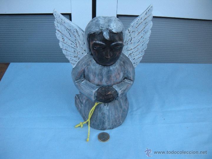 Antig&uuml;edades: ANGEL TALLADO EN MADERA. - Foto 5