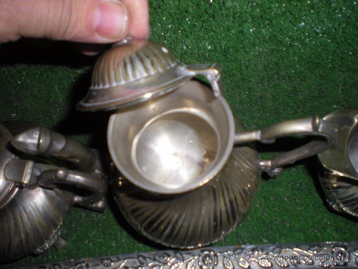 Antig&uuml;edades: bandeja labrada con juego de caf&eacute; - Foto 6