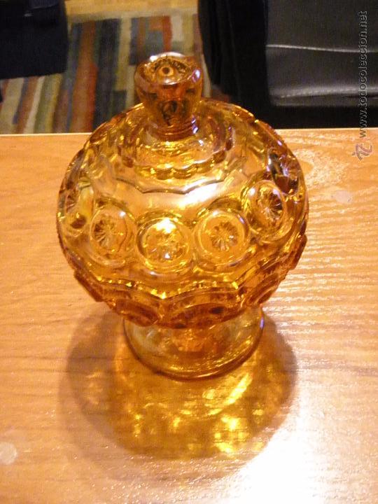Antig&uuml;edades: BOMBONERA DE CRISTAL AMARILLO - Foto 1